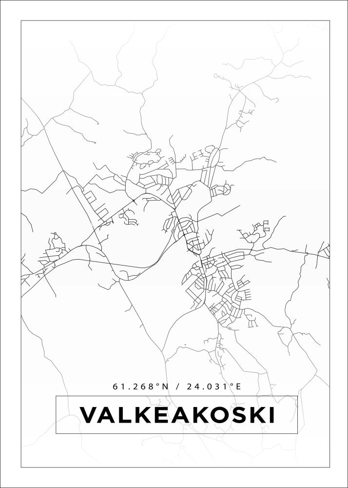 Kartta - Valkeakoski - Valkoinen Juliste