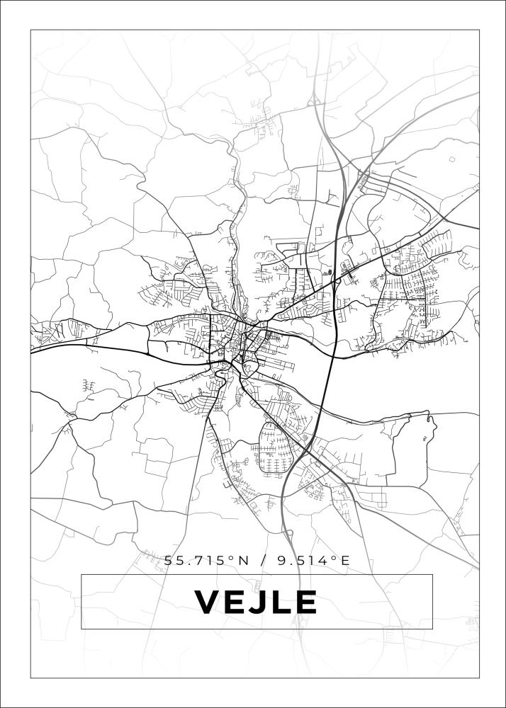 Kartta - Vejle - Valkoinen Juliste