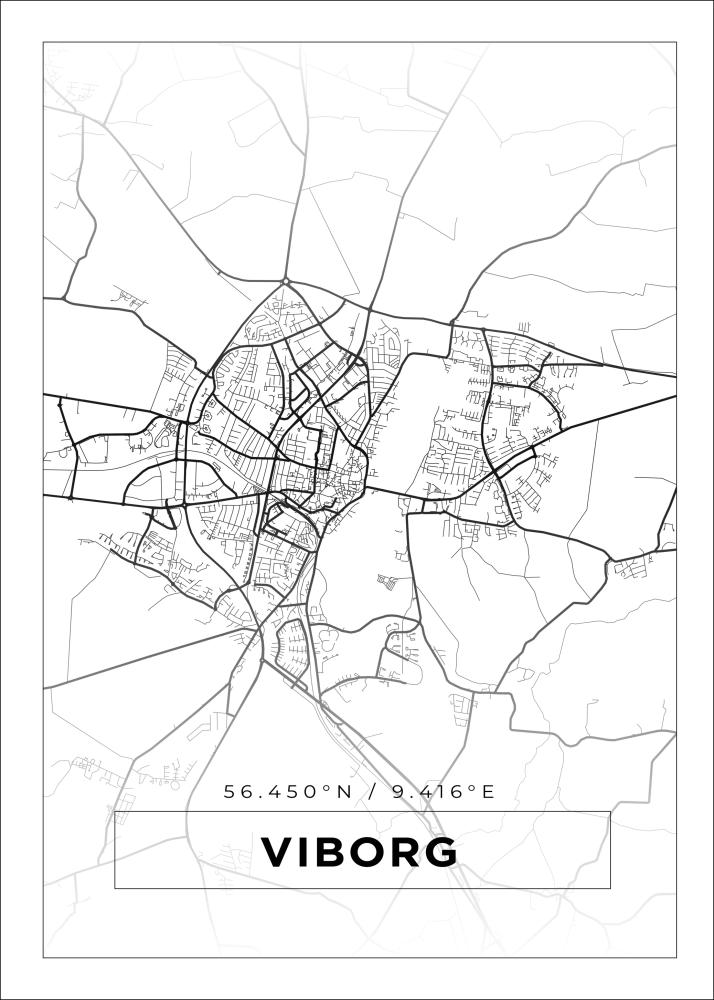 Kartta - Viborg - Valkoinen Juliste