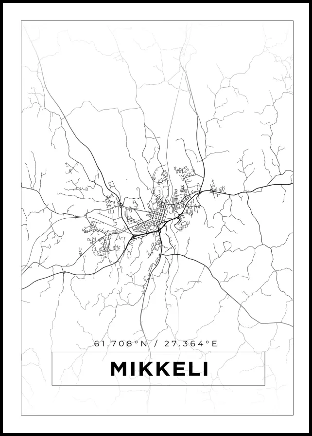 Kartta - Mikkeli - Valkoinen Juliste