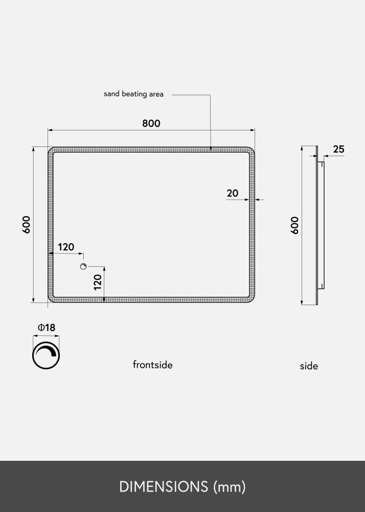 KAILA Peili Soft Edges LED 60x80 cm