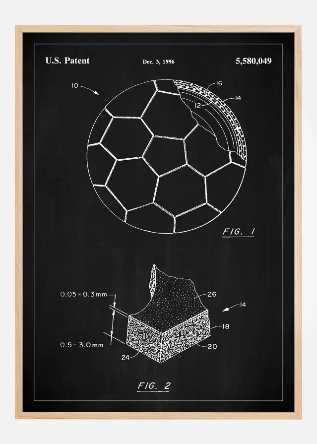 Patent Print - Football - Black Juliste