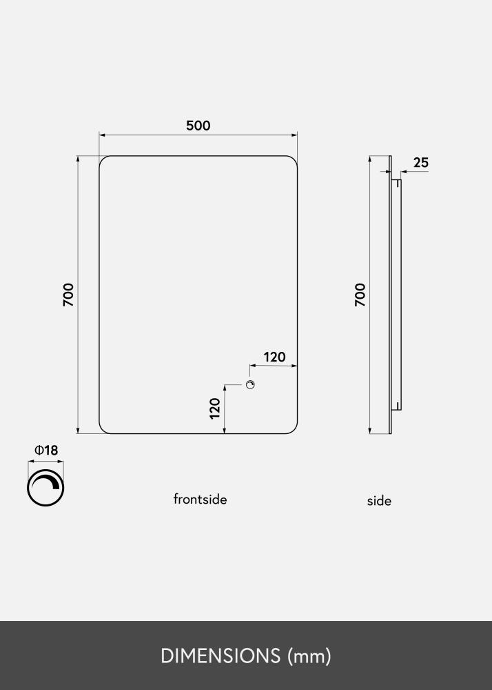 KAILA Peili Soft Edges LED 50x70 cm