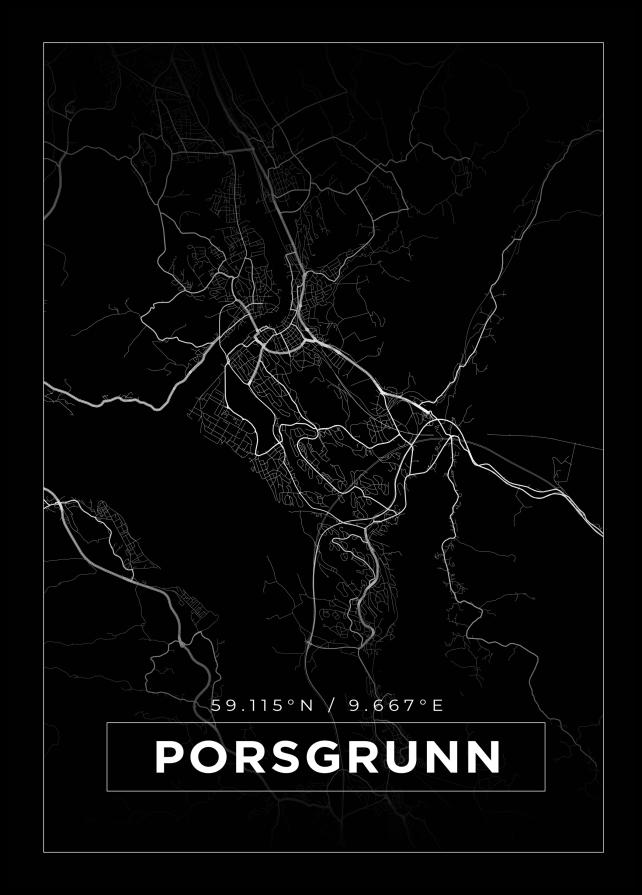 Kartta - Porsgrunn - Musta Juliste