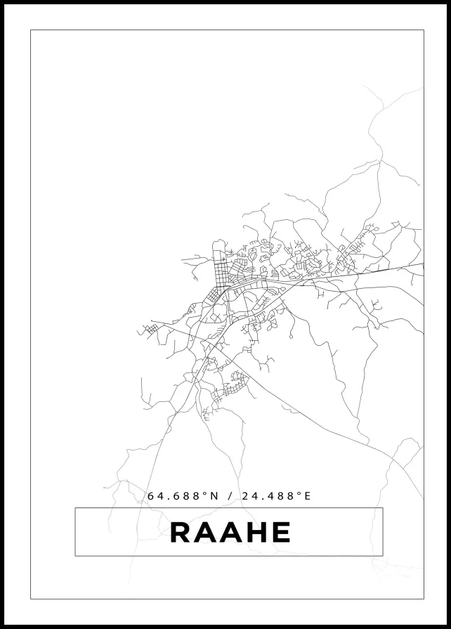 Kartta - Raahe - Valkoinen Juliste