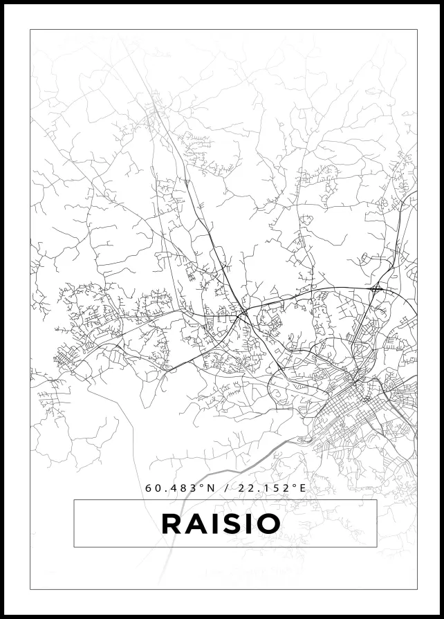 Kartta - Raisio - Valkoinen Juliste