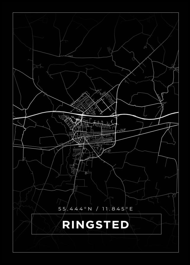 Kartta - Ringsted - Musta Juliste