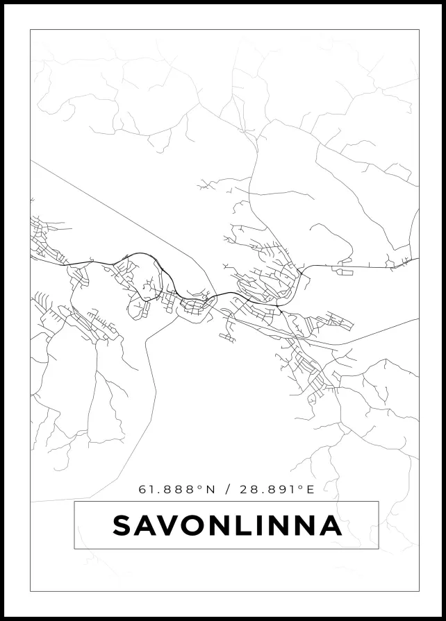 Kartta - Savonlinna - Valkoinen Juliste