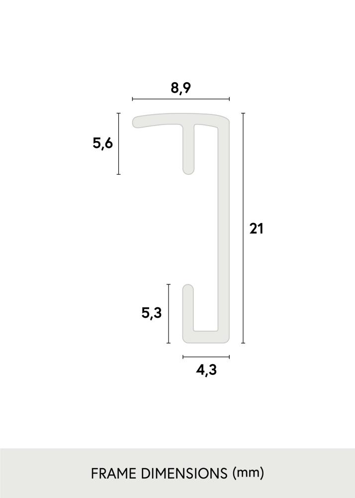 Kehys Poster Frame Aluminum Hopea 60x80 cm - Passepartout Valkoinen 50x70 cm