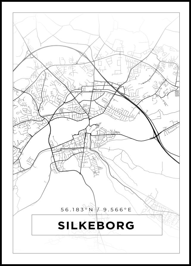 Kartta - Silkeborg - Valkoinen Juliste