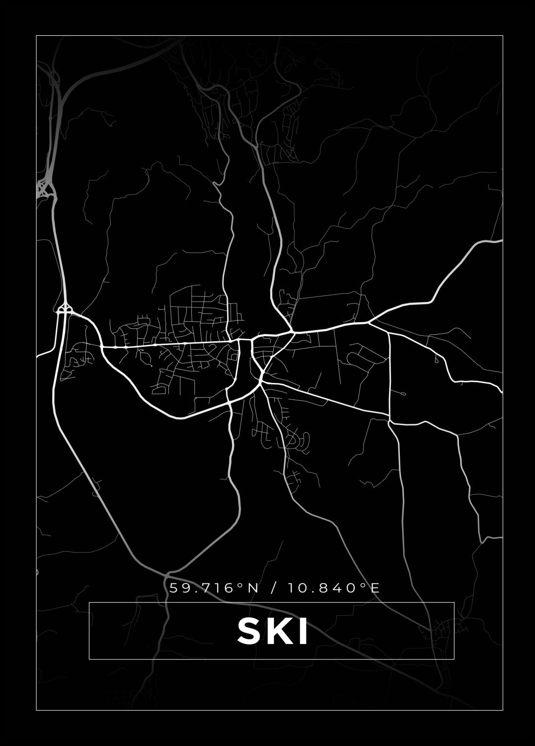 Product Image for Kartta - Ski - Musta Juliste (21x29.7 cm (A4))