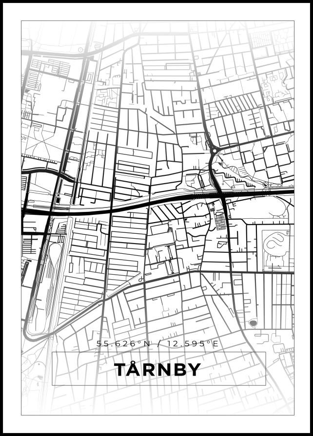 Kartta - Tårnby - Valkoinen Juliste