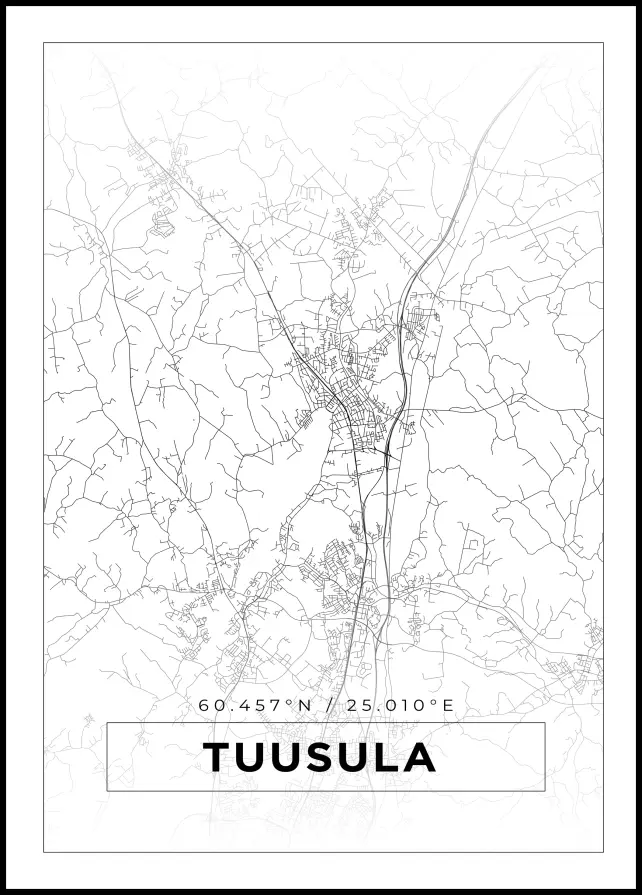 Kartta - Tuusula - Valkoinen Juliste