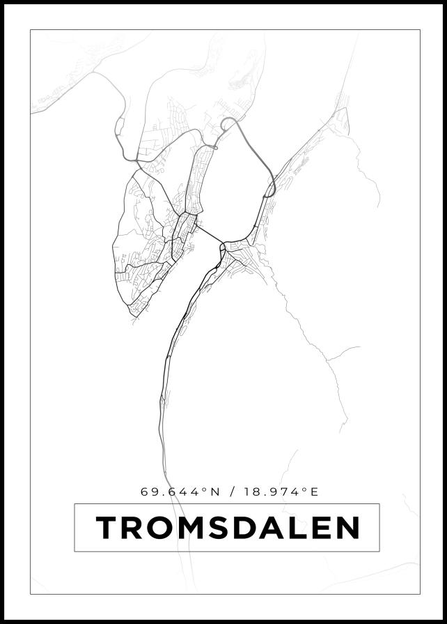 Kartta - Tromsdalen - Valkoinen Juliste