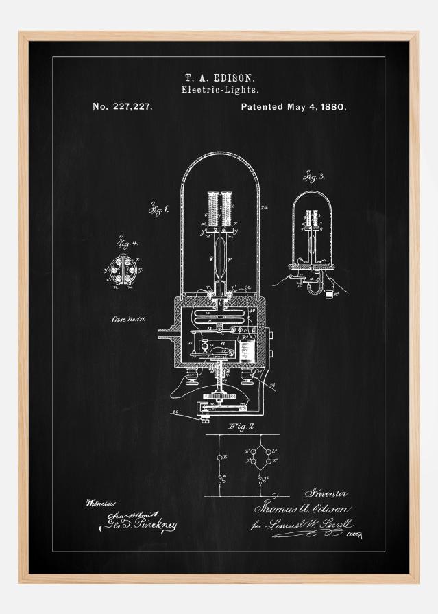 Patent Print - Edison Light - Black Juliste