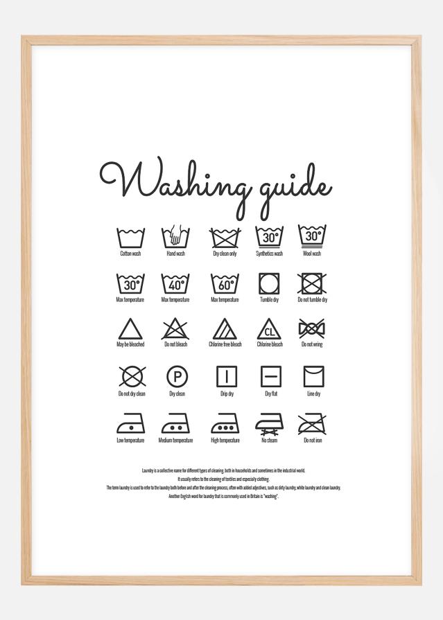 Washing guide white Juliste