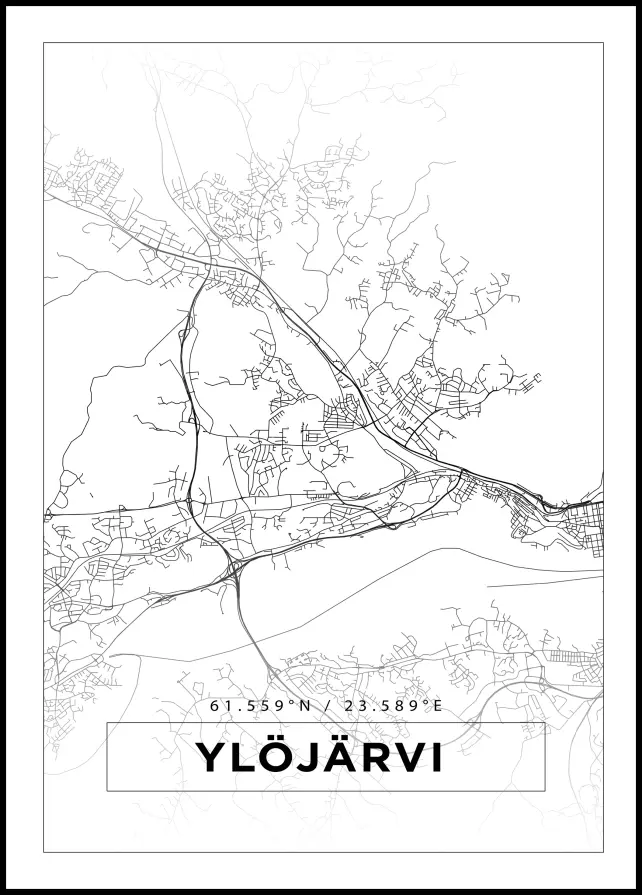 Kartta - Ylöjärvi - Valkoinen Juliste