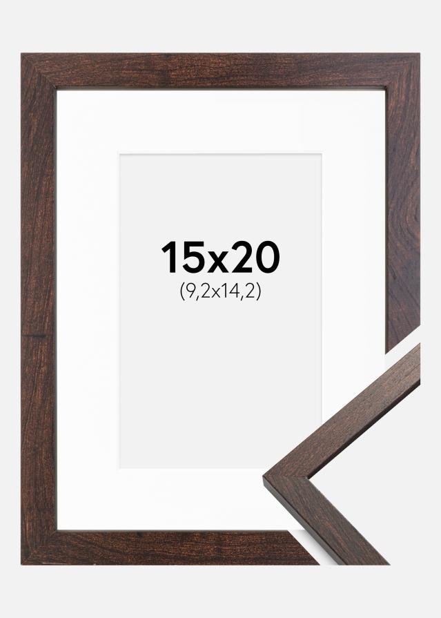 Kehys Trendy Saksanpähkinä 15x20 cm - Passepartout Valkoinen 4x6 tuumaa