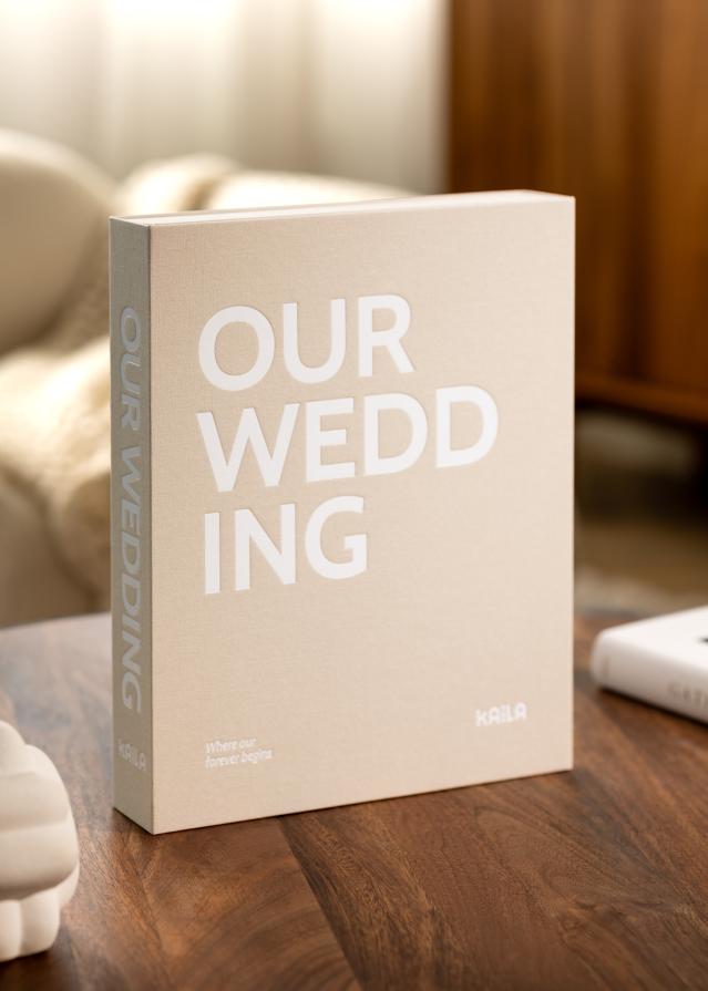 KAILA OUR WEDDING Creme - Coffee Table Photo Album (60 Mustaa sivua)