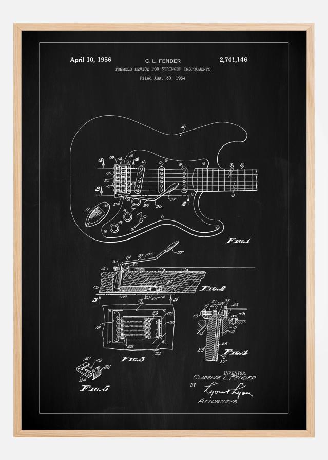 Patent Print - Tremolo Device - Black Juliste