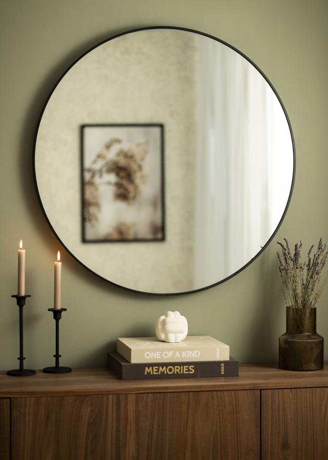 KAILA Round Mirror - Edge Black 90 cm Ø