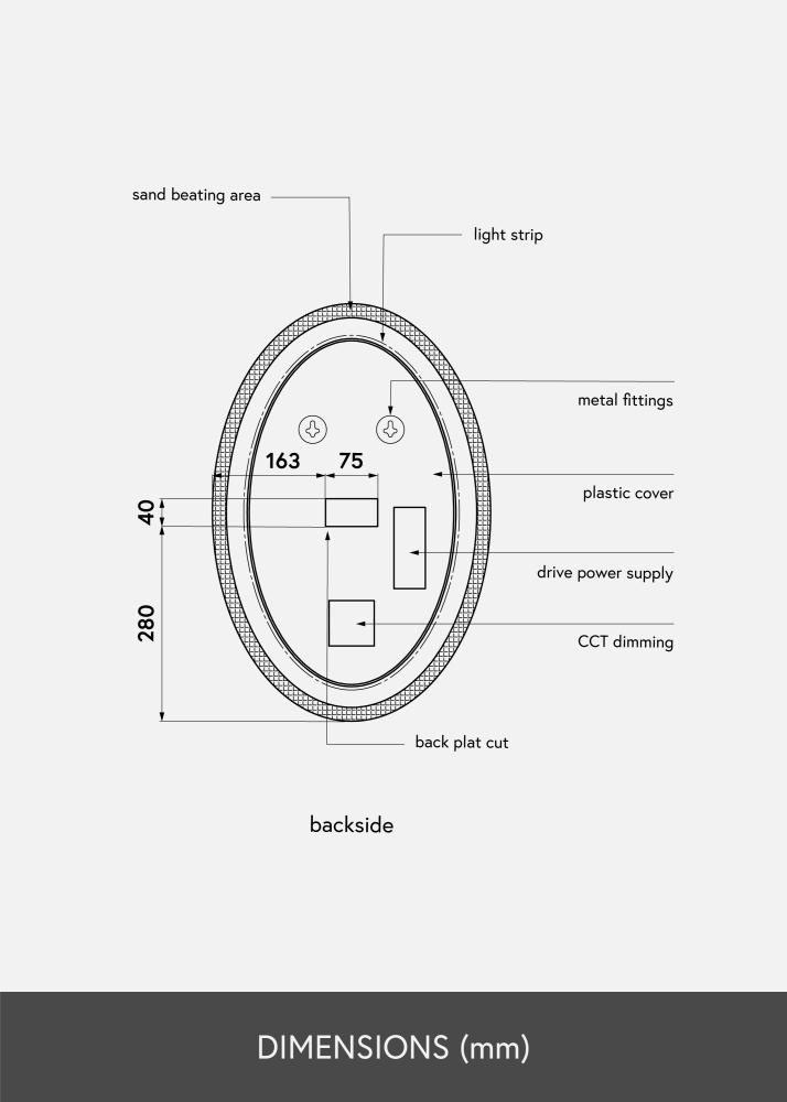 KAILA Peili Oval LED 40x60 cm