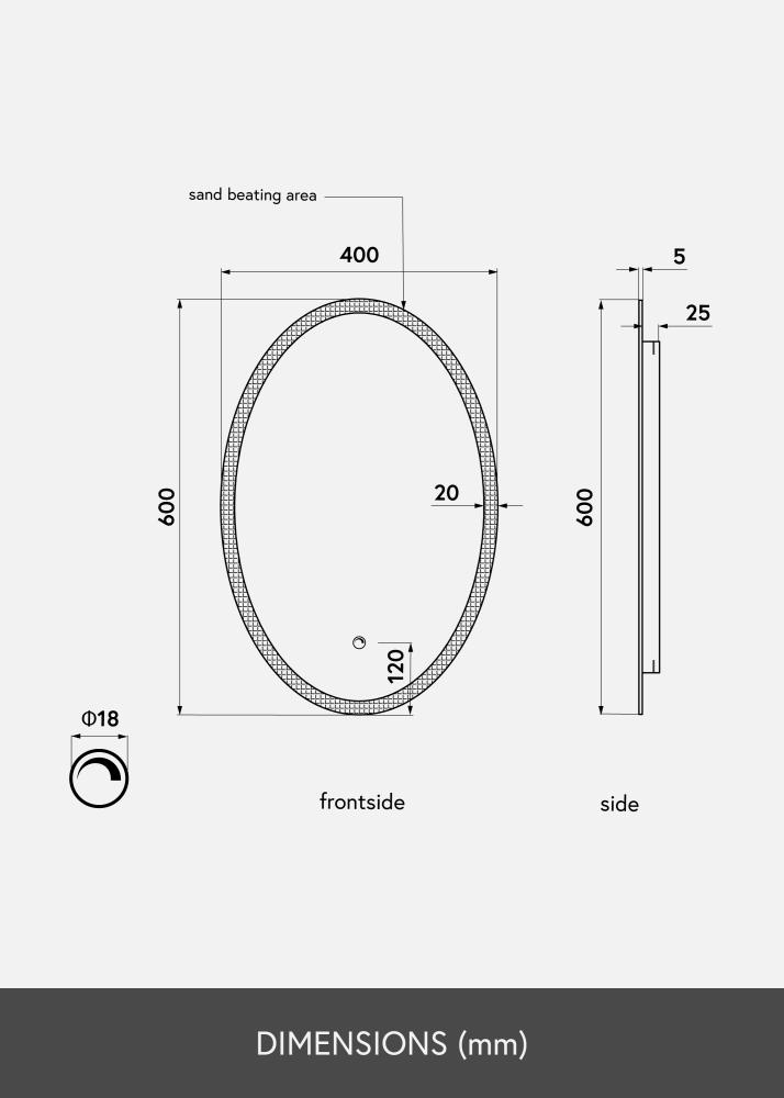 KAILA Peili Oval LED 40x60 cm