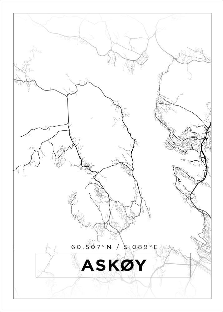 Kartta - Askøy - Valkoinen Juliste