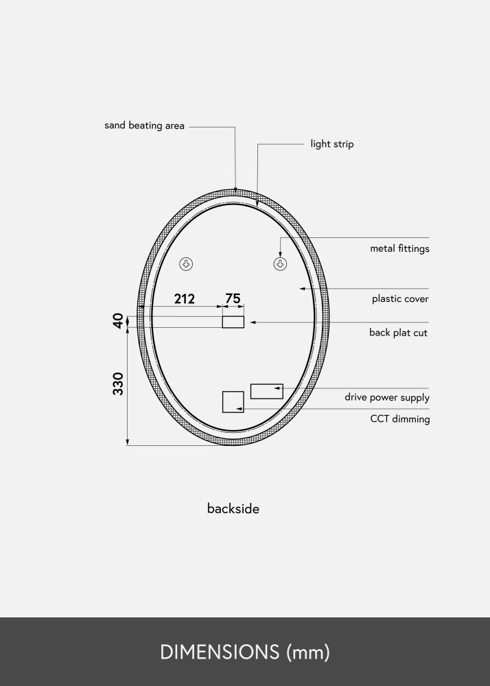 KAILA Peili Oval LED 50x70 cm