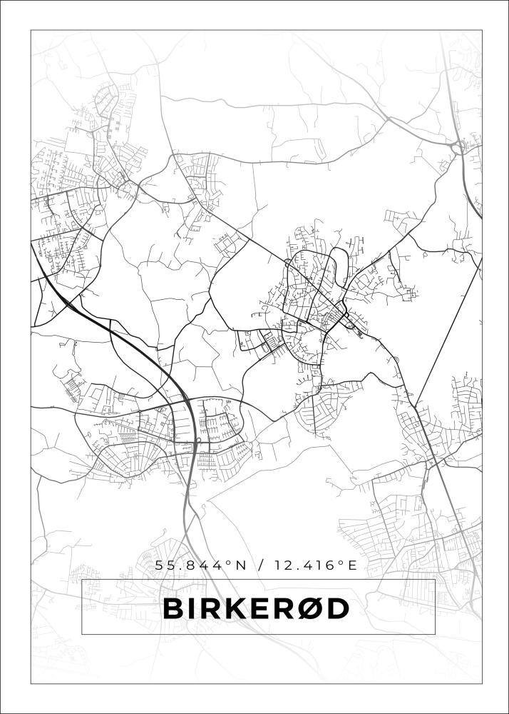 Kartta - Birkerød - Valkoinen Juliste