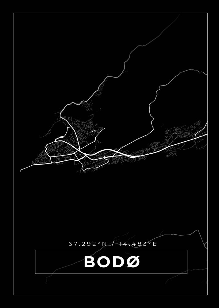 Kartta - Bodø - Musta Juliste