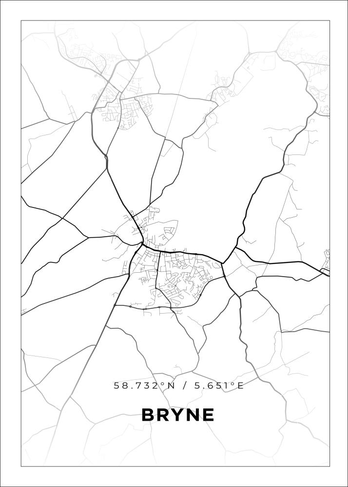 Kartta - Bryne - Valkoinen Juliste