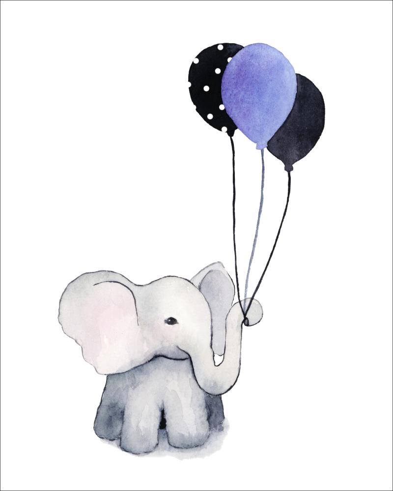 Elephant With Balloons Juliste