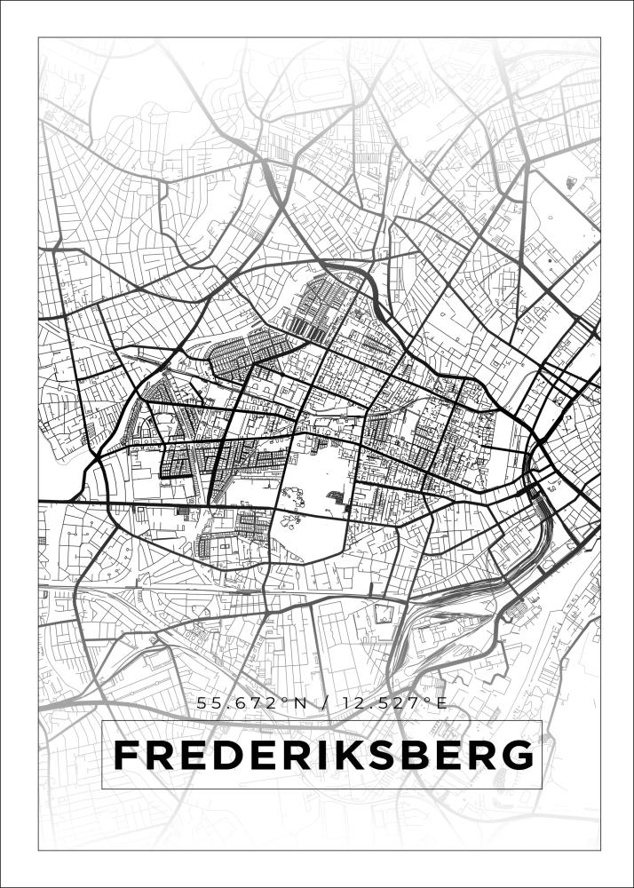 Kartta - Frederiksberg - Valkoinen Juliste