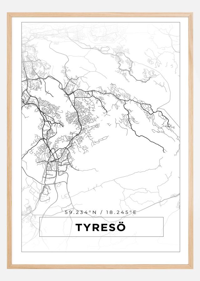 Kartta - Tyresö - Valkoinen Juliste