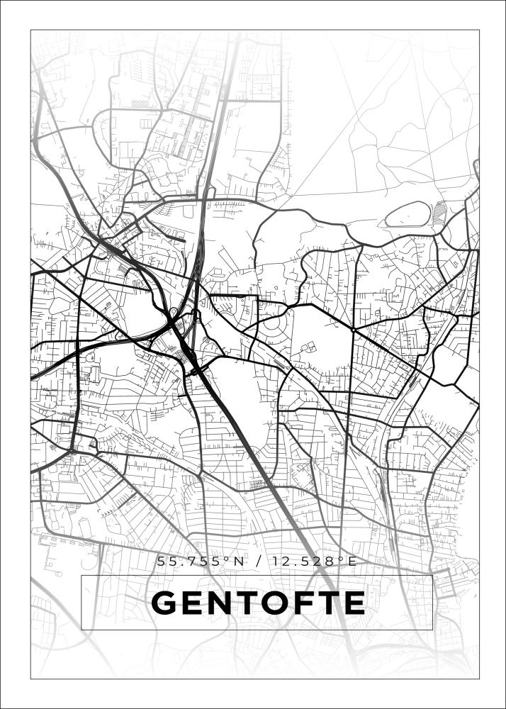 Kartta - Gentofte - Valkoinen Juliste