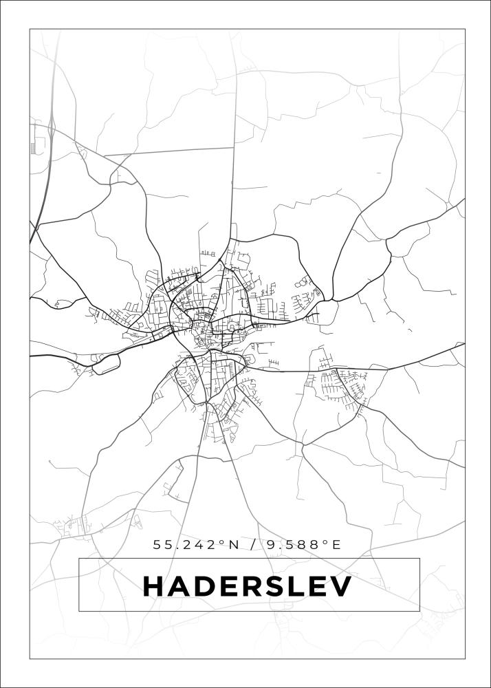 Kartta - Haderslev - Valkoinen Juliste