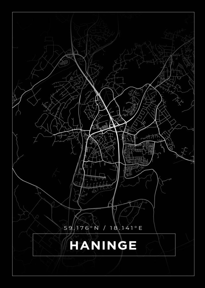 Kartta - Haninge - Musta Juliste