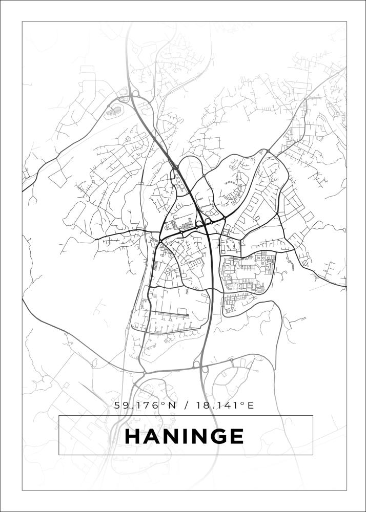 Kartta - Haninge - Valkoinen Juliste