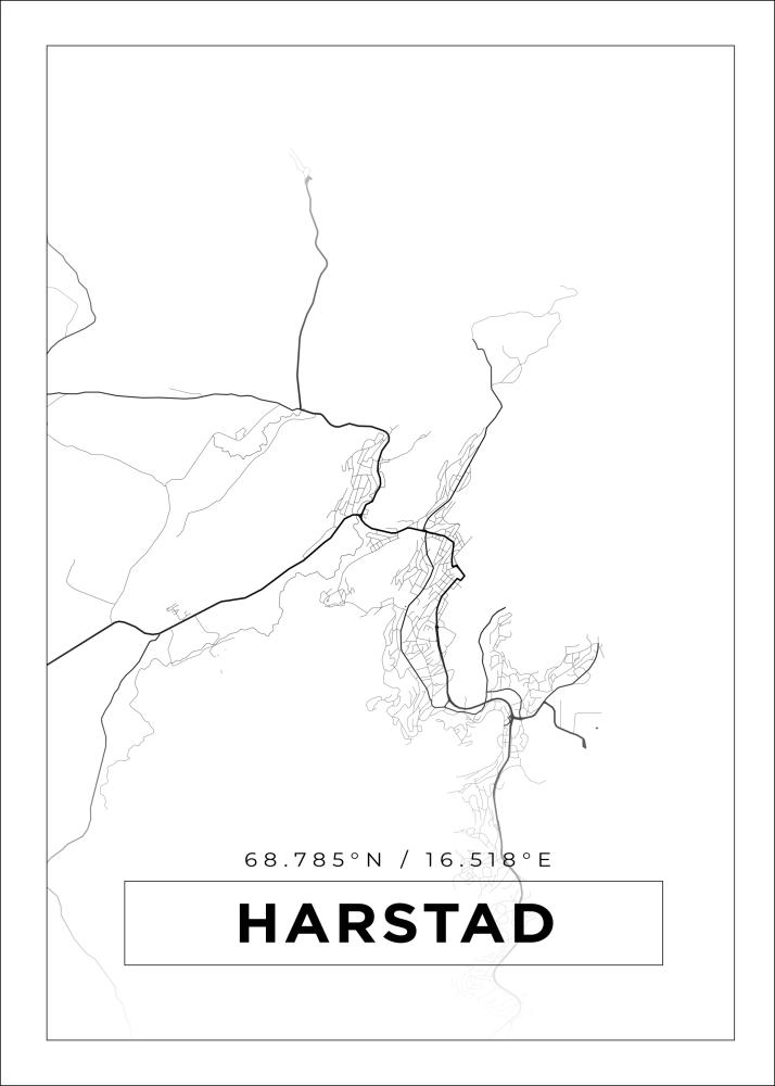 Kartta - Harstad - Valkoinen Juliste