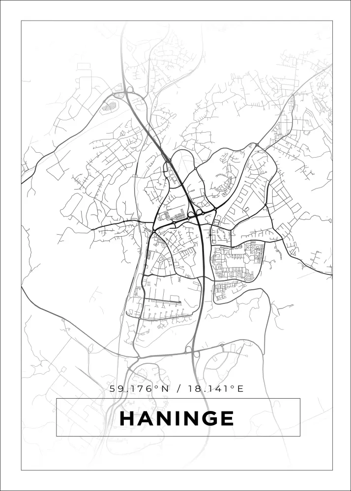 Kartta - Haninge - Valkoinen Juliste