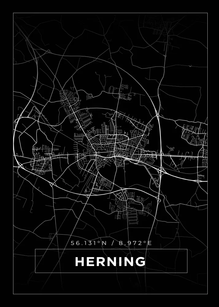 Kartta - Herning - Musta Juliste