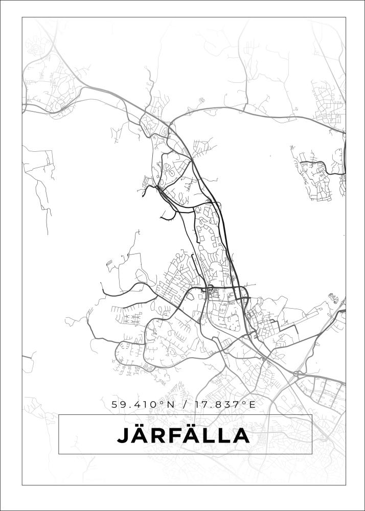 Kartta - Järfälla - Valkoinen Juliste