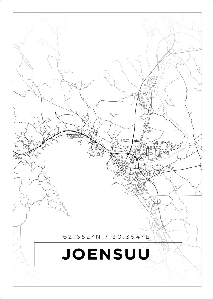 Kartta - Joensuu - Valkoinen Juliste