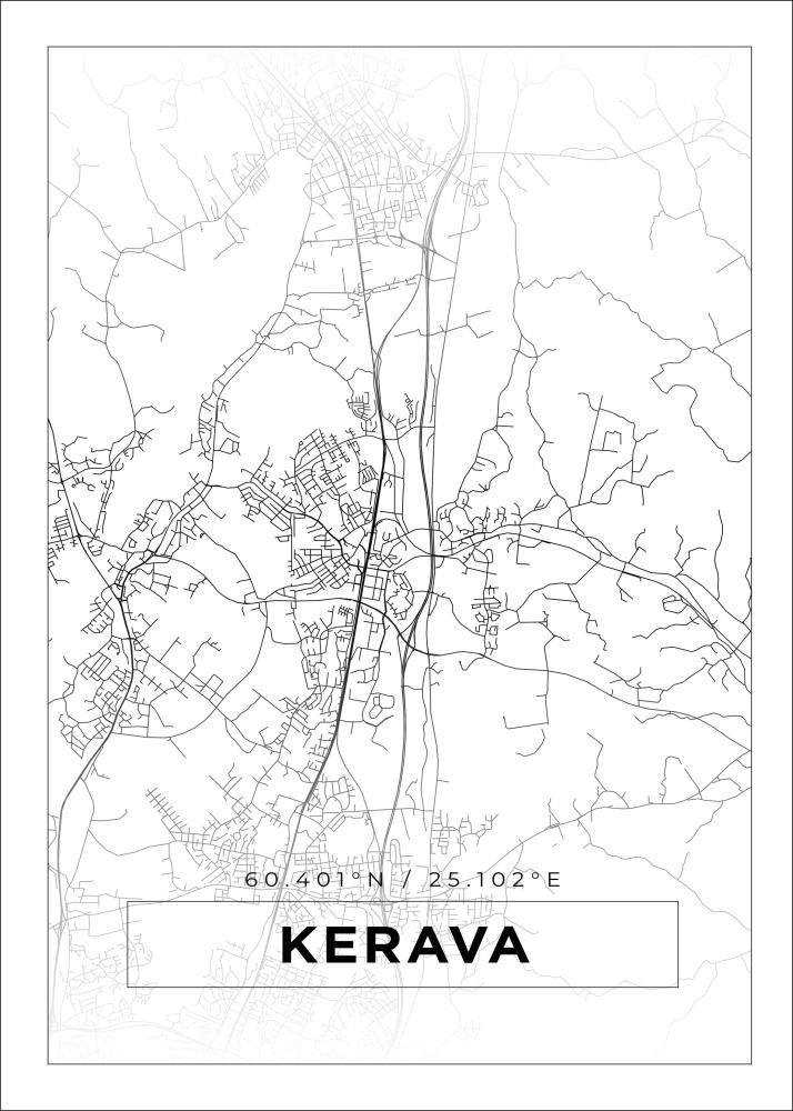 Kartta - Kerava - Valkoinen Juliste