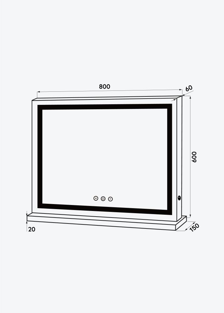 KAILA Meikkipeili Base Horisontal LED Valkoinen 80x60 cm