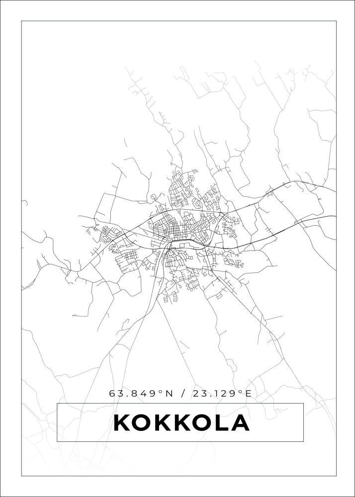 Kartta - Kokkola - Valkoinen Juliste