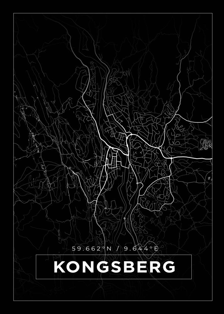 Kartta - Kongsberg - Musta Juliste