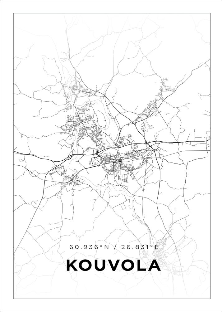 Kartta - Kouvola - Valkoinen Juliste