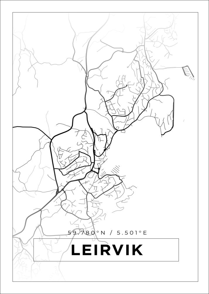 Kartta - Leirvik - Valkoinen Juliste